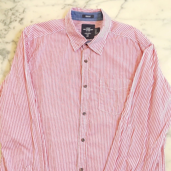 NWOT. H&M Men's 100% Corton Casual Button-Down Shirt with stripes. - Picture 2 of 5